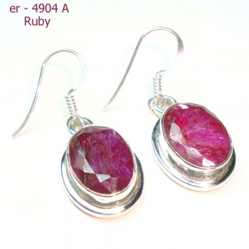 Genuine silver everyday wear red oval drop earrings